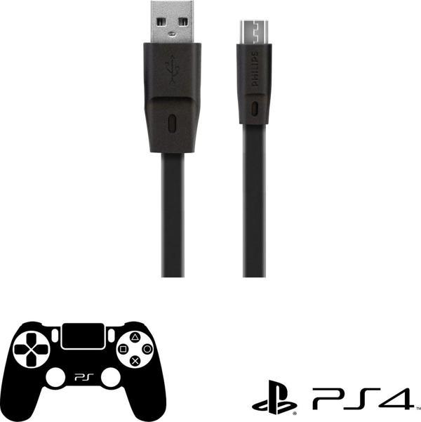Philips Playstation 4 İle Uyumlu Joystick Şarj Kablosu 3A 45W UsbA to Universal Micro Hızlı Şarj Kablo 1.8M DLC2519CB/97 - Image 1