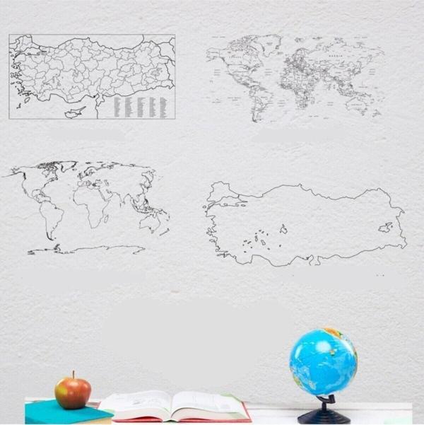 Evbuya 4'lü Harita Seti - Yapışkansız Tutunan, Taşınabilir, Belge Tutucu, Statik Pratik Akıllı Kağıt - Image 1