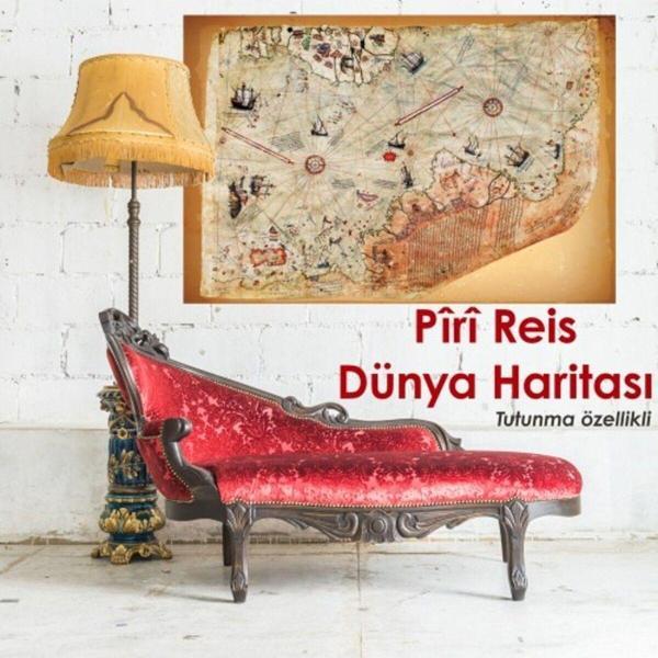 Evbuya Piri Reis Dünya Haritası - Yapışkansız Tutunan Statik Akıllı Kağıt Harita (İZ BIRAKMAZ,ZARAR VERMEZ) - Image 1