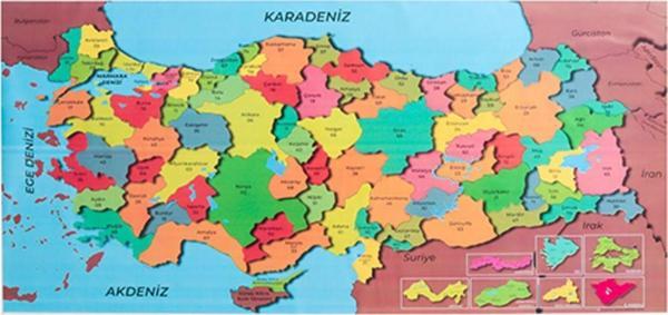 Evbuya Renkli Türkiye Haritası, Kendiliğinden Tutunan, Statik, Yapışkansız Sihirli Akıllı Kağıt Harita - Image 1