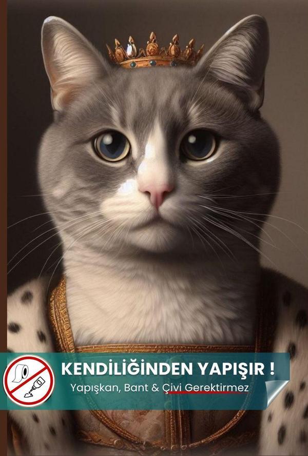 Pi Papers Lady Smoke Kedi Poster, Yüksek Çözünürlüklü Baskı Poster, Gri Kedi, Akıllı Kağıt, Yapay Zeka Tasarım - Image 1