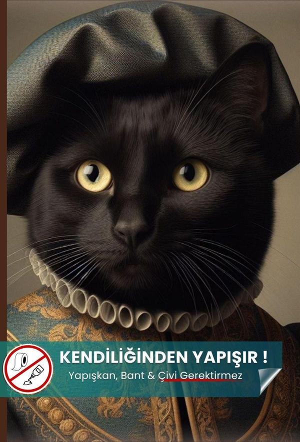 Pi Papers Soylu Kara Kedi Poster, Premium Baskı Poster, Siyah Kedi, Statik Akıllı Kağıt (Yapay Zeka Tasarım) - Image 1