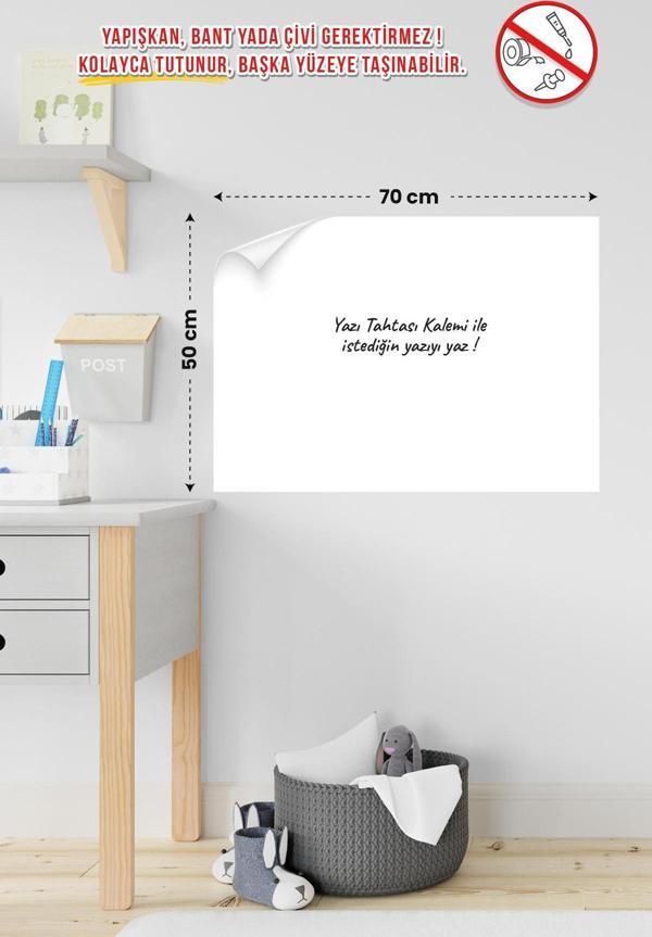 Pi Papers Akıllı Kağıt - 50 x 70 Cm Beyaz, Yapışkansız Tutunan, Kağıt Tutucu Özellikli Akıllı Yazı Tahtası - Image 1