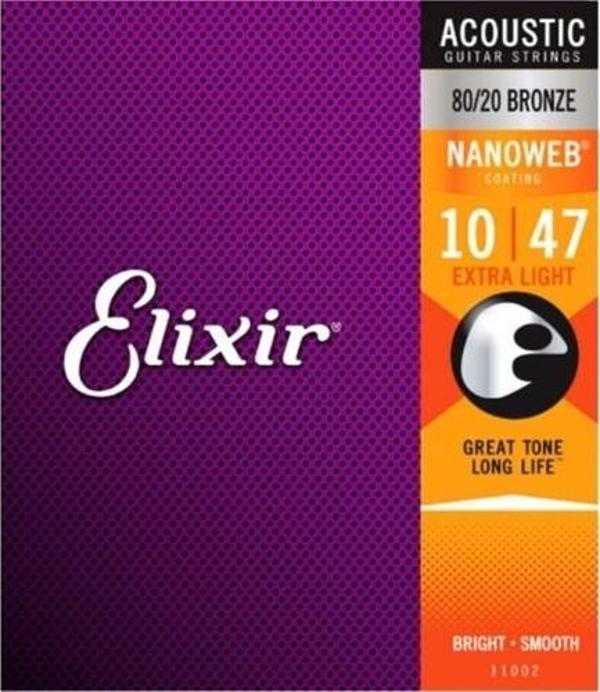 Elixir 11002 Nanoweb 80/20 Bronze Akustik Gitar Teli (10-47) - Image 1