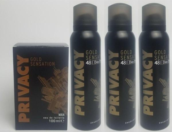 Privacy Gold Men Edt Erkek Parfüm 100 Ml + Deodorant 3 X 150 ml - Image 1