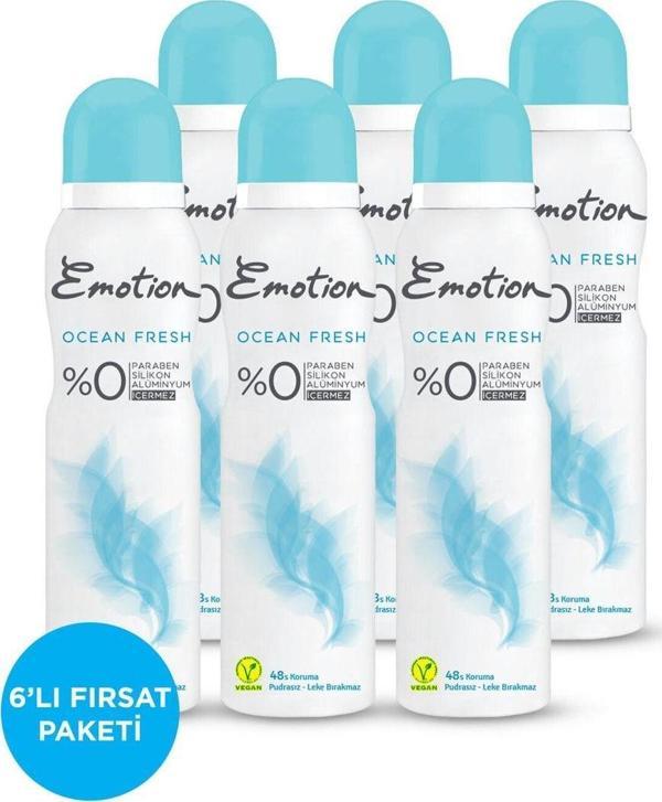 Emotion Ocean Fresh Kadın Deodorant 6x150ml - Image 1