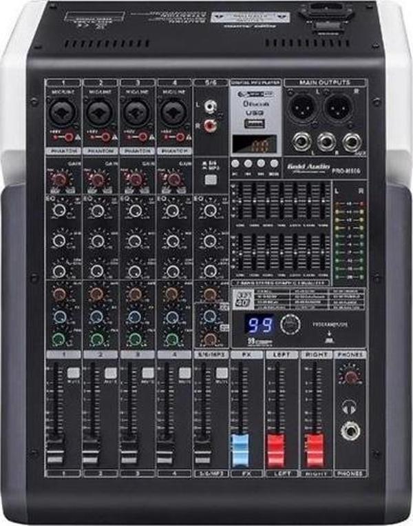 Gold Audio Pro-m806p 6 Kanallı 2x350 Watt 99 Efektli Amfili Mikser - Image 1