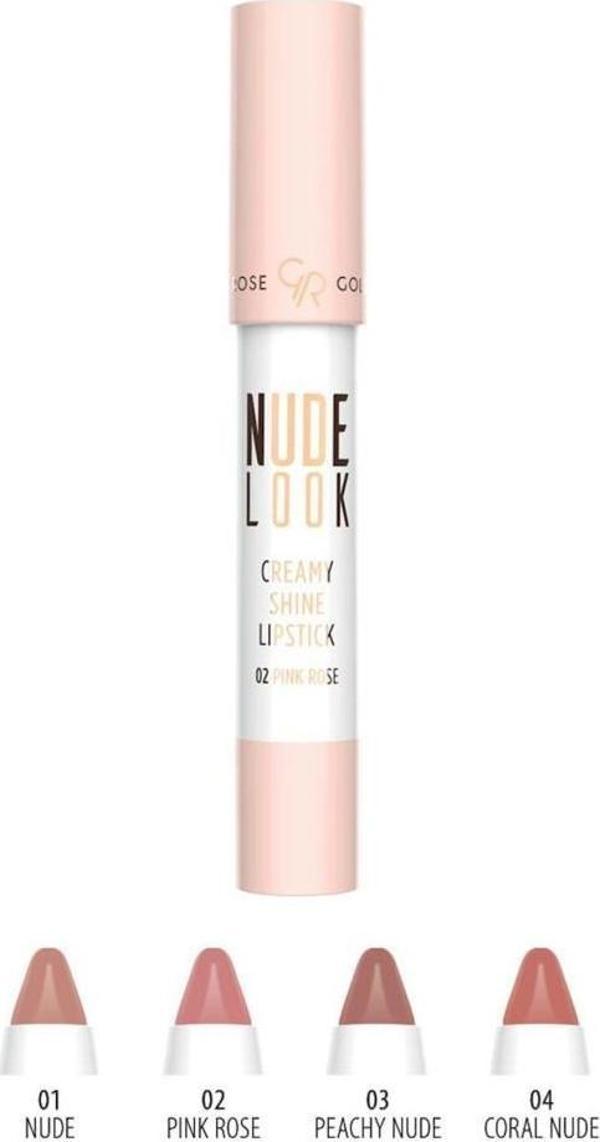 Golden Rose Nude Look Creamy Shine Lipstick 04 Coral Nude Ruj - Image 1