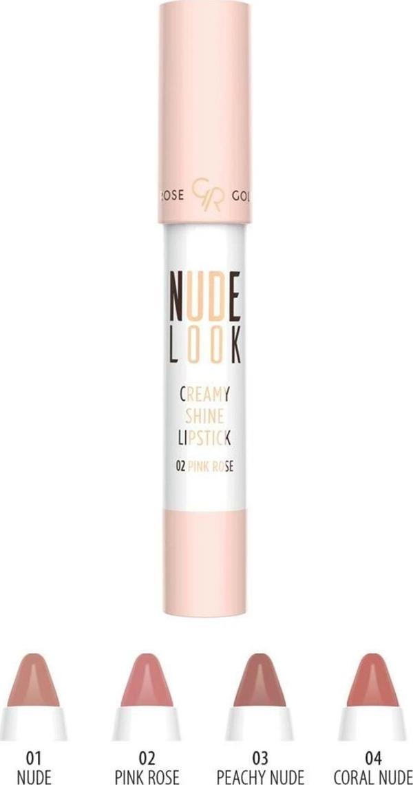 Golden Rose Nude Look Creamy Shine Lips No: 03 Peachy Nude Ruj - Image 1