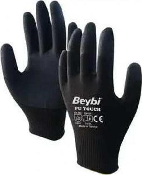 Beybi 10 Beden 12Li Paket  Poliüretan Kaplı Pu Touch Siyah Montaj Eldiven  En388 (3121X) - Image 1