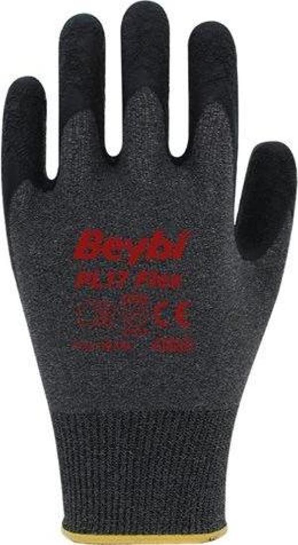 BEYBİ PL17 Flex 10 Beden Siyah Polyesyter Likralı İpten Örülmüş Lateks Kaplı 12li Paket (3131X) - Image 1