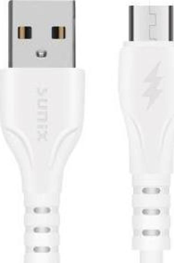 Sunix 3A Micro Hızlı Şarj ve Data Kablosu Beyaz SC-90 - Image 1