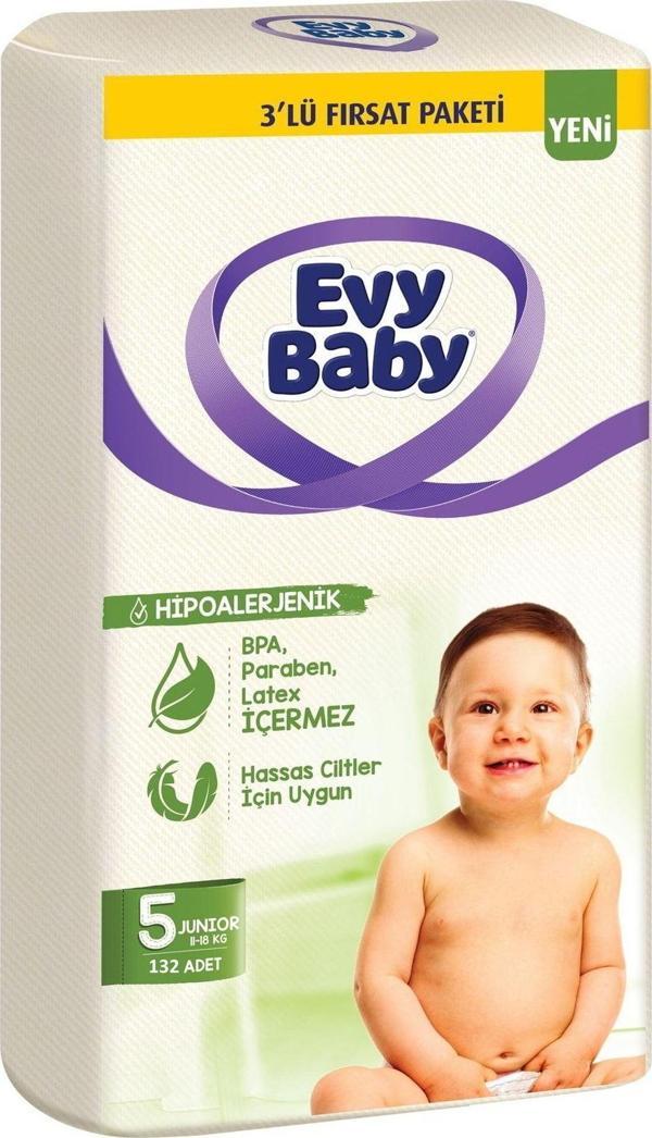 Evy Baby Bebek Bezi 3'lü Fırsat Paketi 5 Numara 132 Adet - Image 1