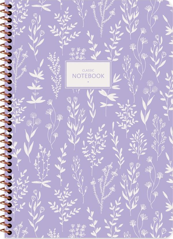 Keskin Color A4 Kareli Defter Pastel Flora - Mor - Image 1