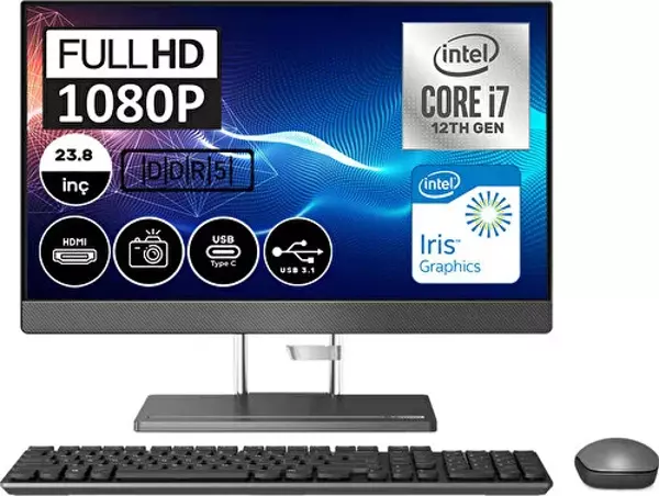 Lenovo Ideacentre 24IAH7 Intel Core i7 12700H 16GB 512GB SSD Windows 11 Pro 23.8" FHD All In One Bilgisayar F0GR0079TX01 - Image 1