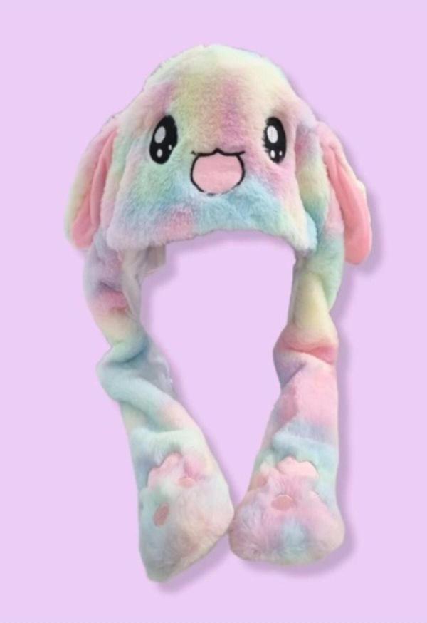 Netavantaj Işıklı Oynar Kulaklı Peluş Kawaii Figürlü Şapka Rainbow - Image 1