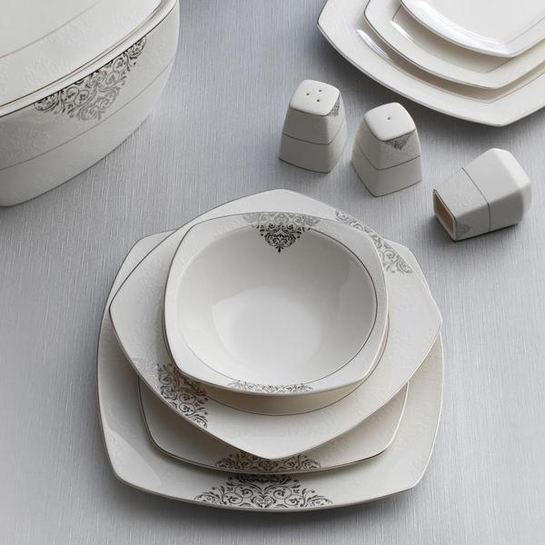 Emsan Yemek Takımı 60 Parça HS Bone Yasemin Platin - Image 1