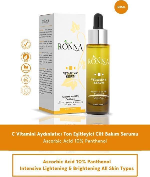 Ronna Beauty Cilt Tonu Eşitleyici Vitamin C Serum 30 ml Ascorbic Acid 10% Panthenol - Image 1