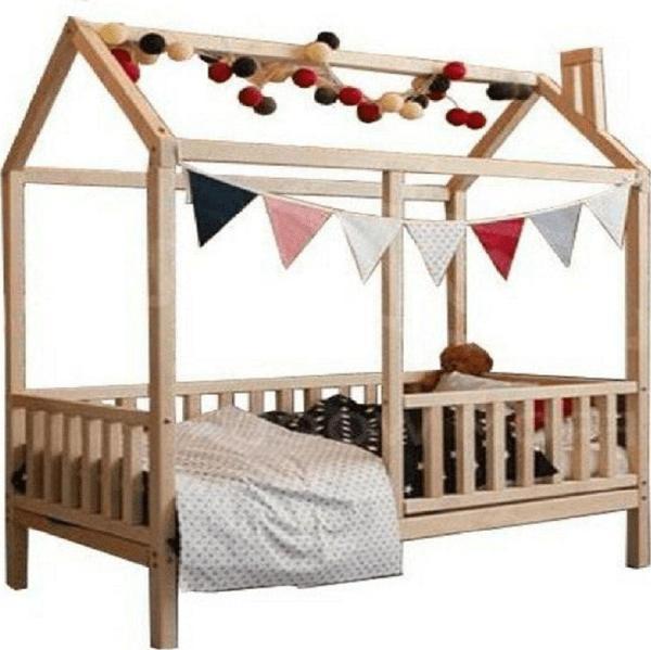 Baby Kinder Lovely Doğal Ahşap Montessori Bebek Ve Çocuk Oyun Evi Ve Karyolası - Image 1