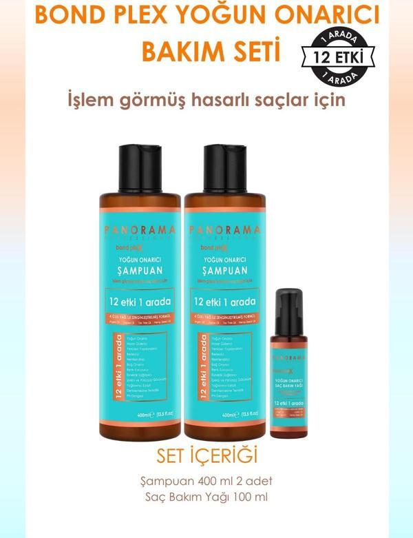 Panorama Professional Bond Plex Bakım Seti 12 Etki 1 Arada 400 ml x2 Şampuan + 100 ml Saç Bakım Yağı - Image 1