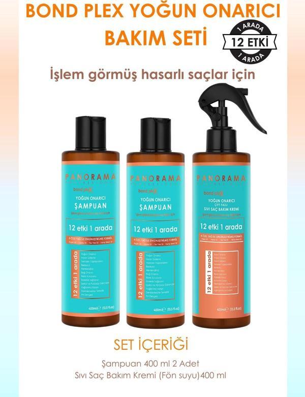 Panorama Professional Bond Plex Bakım Seti 12 Etki 1 Arada 400 ml x2 Şampuan + Sıvı Saç Kremi - Image 1