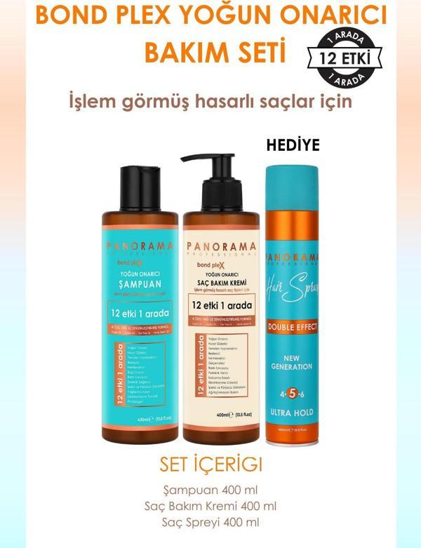Panorama Professional Bond Plex Bakım Seti 12 Etki 1 Arada 400ml Şampuan-Saç Bakım Kremi-Saç Spreyi Hediyeli - Image 1