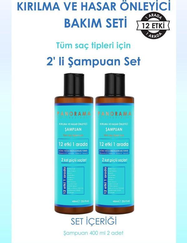 Panorama Professional Kırılma ve Hasar Önleyici Bakım Seti 12 Etki 1 Arada 400 ml x2 Şampuan 2'li Set - Image 1
