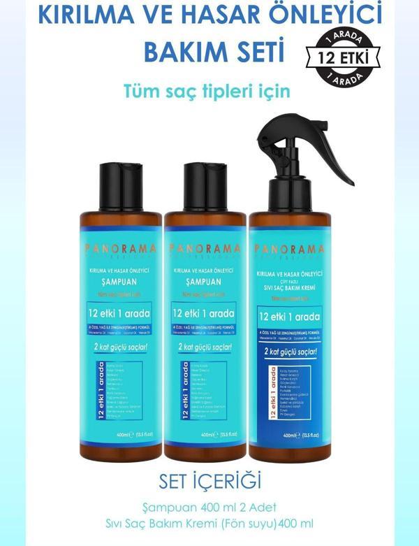 Panorama Professional Kırılma ve Hasar Önleyici Bakım Seti 2 Kat Güçlü Saçlar 400 mlx2 Şampuan-Sıvı Saç Kremi - Image 1