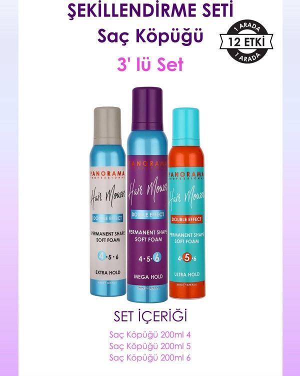 Panorama Professional Şekillendirme Seti Saç Köpüğü 3'lü Set 200 ml X 3 Adet 4-5-6 - Image 1