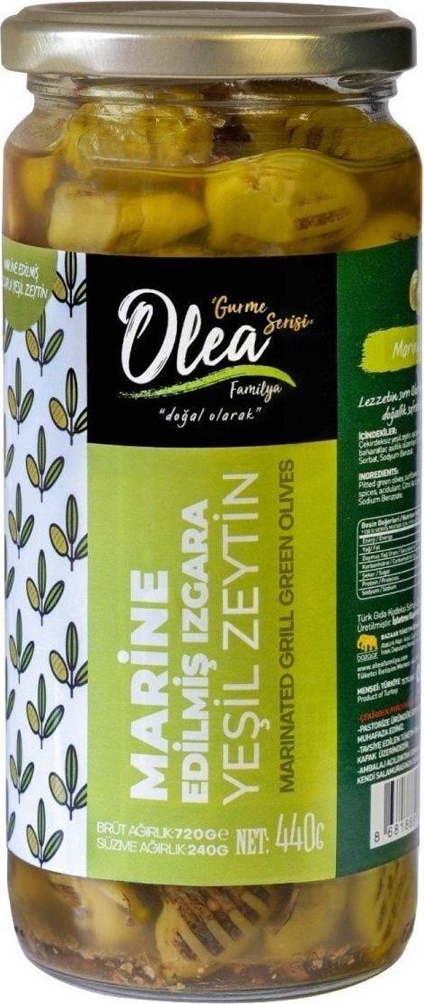 Olea Familya Marine Edilmiş Yeşil Zeytin Izgara 440 Gr - Image 1