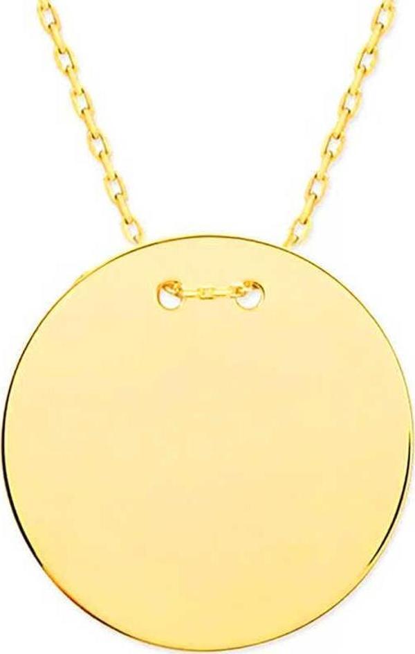 925 Ayar Gümüş Gold Yuvarlak Plaka Kolye - Image 1