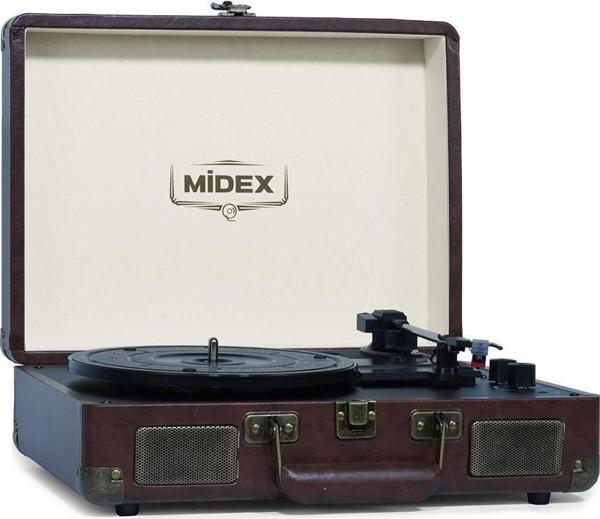 Midex Mtx-101CR Nostaljik Retro Pikap Plak Çalar (Şarjlı Bluetooth Aux Hoparlörlü 3 Devir) İğne Dahil - Image 1