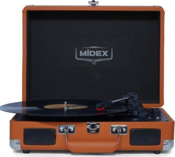 Midex Mtx-101OR Nostaljik Retro Pikap Plak Çalar (Şarjlı Bluetooth Aux Hoparlörlü 3 Devir) İğne Dahil - Image 1