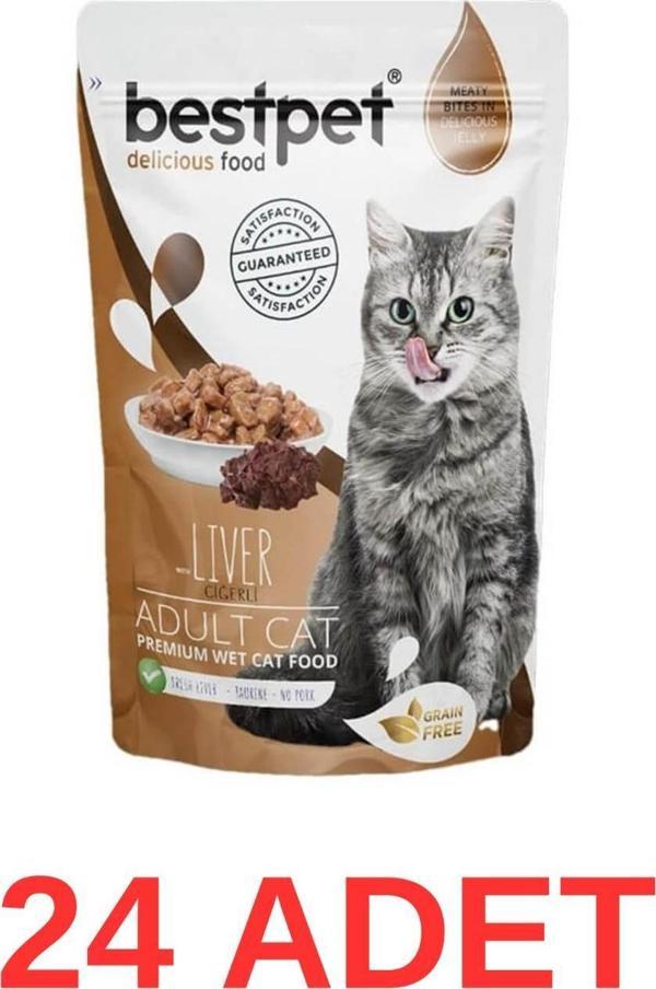 Bestpet Jelly Pouch Ciğer Etli Yetişkin Kedi Konservesi 85 Gr 24 Adet - Image 1