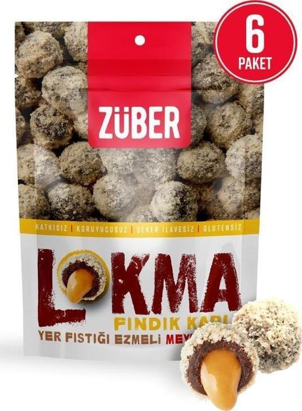 Lokma Fındık Kaplı Fıstık Ezmeli Meyve Topu 96 gr x 6 Paket - Image 1