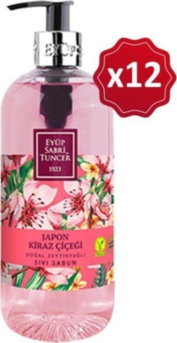 Eyüp Sabri Tuncer Doğal Zeytinyağlı Sıvı Sabun Japon Kiraz Çiçeği 500 Ml X 12 Adet - Image 1