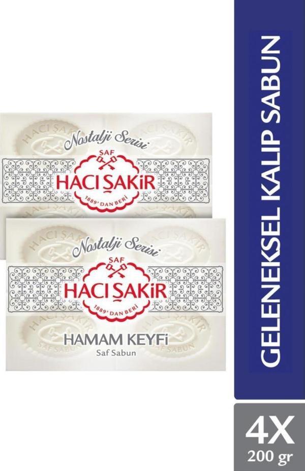 Hacı Şakir Hamam Keyfi Geleneksel Saf Beyaz Sabun 4X200 Gr X2 Adet - Image 1