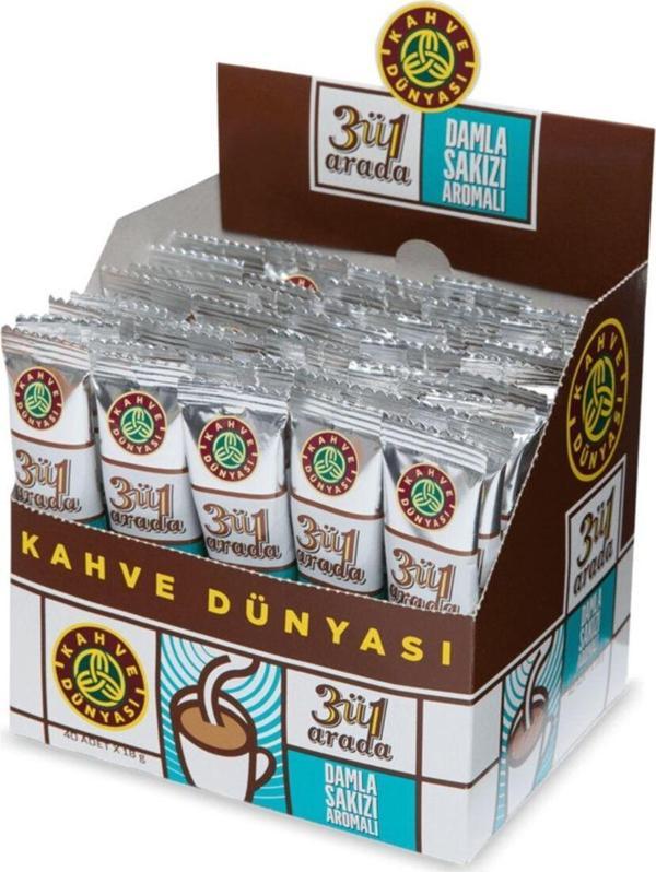 Kahve Dünyası 3'Ü 1 Arada Damla Sakızlı Kahve 18  gr 40'Li Paket - Image 1