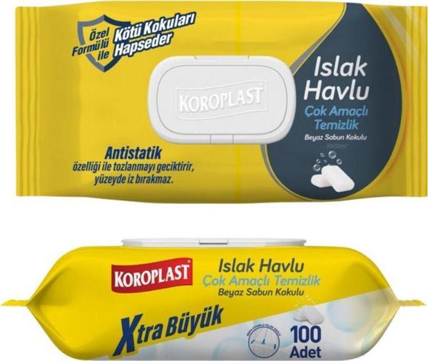 Koroplast Beyaz Sabun Kokulu Islak Havlu 100Lü - Image 1