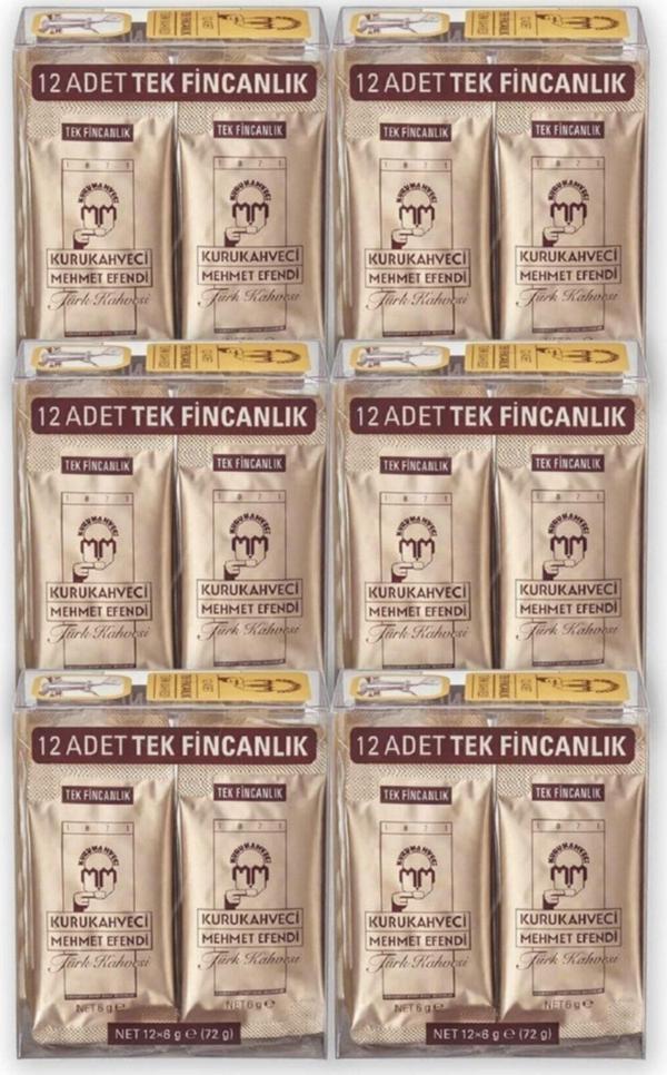 Kurukahveci Mehmet Efendi 12x6 G Tek Içimlik 6 Paket Türk Kahvesi - Image 1