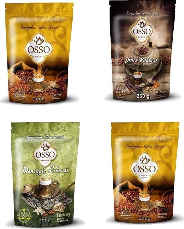 Osso Kahve 4 Lü Set ( 2 Osmanlı Kahve - 1 Menengiç Kahvesi - 1 Dibek Kahvesi ) - Image 1