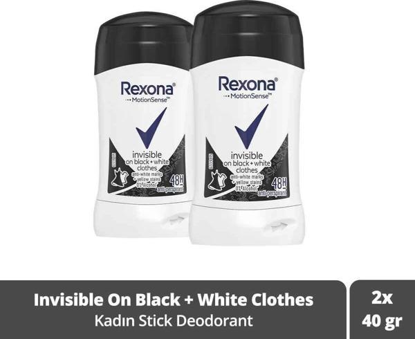 Rexona Motion Sense Kadın Stick Deodorant Invisible On Black + White Clothes 40 G X 2 Adet - Image 1