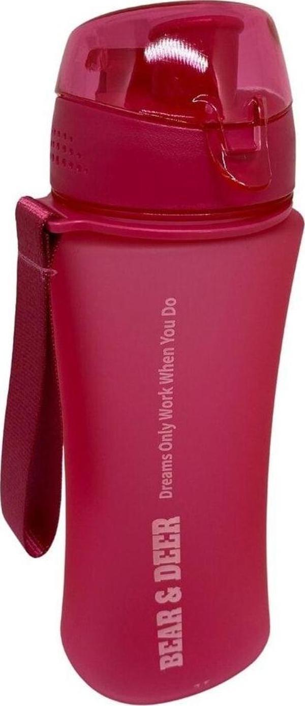  BearAndDeer 480 Ml Otomatik Kapaklı Motivasyon Su Matarası Kırmızı - Image 1