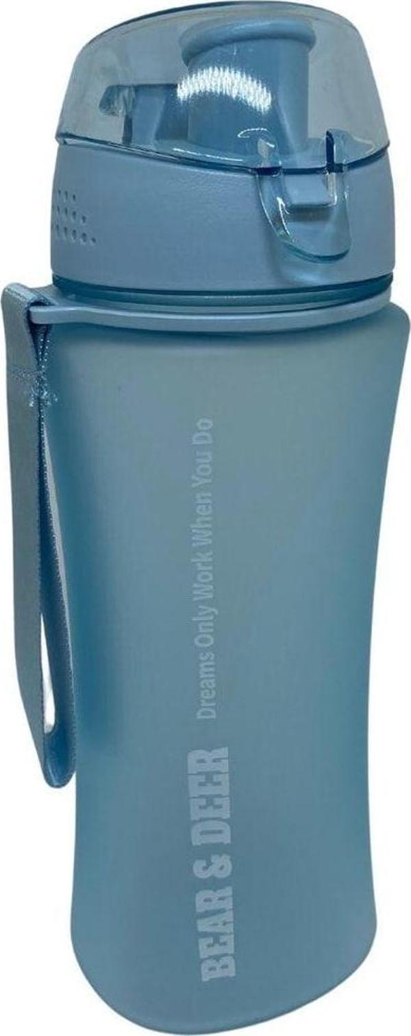  BearAndDeer Bear & Deer 480ml Mat Motivasyon Su Matarası Mavi - Image 1