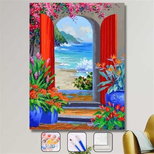 Pastelya Sayılarla Boyama Seti Rulo Çerçevesiz Huzura Açılan Kapı - Image 1