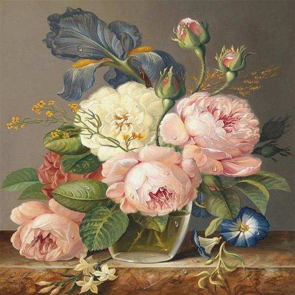 Pastelya Sayılarla Boyama Seti Çerçeveli Kasnaklı Çiçek Demeti - Image 1