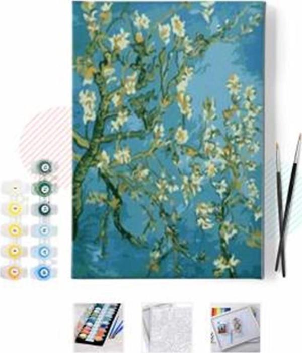 Pastelya Sayılarla Boyama Seti Rulo Çerçevesiz Van Gogh Badem Ağacı - Image 1