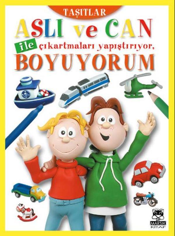 Aslı ve Can ile Çıkartmaları Yapıştırıyor Boyuyorum - Taşıtlar - Marsık Kitap - Image 1