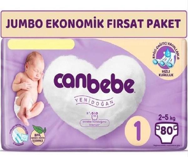 Canbebe Yenidoğan Bebek Bezi 1 Beden 80 Adet Islak - Image 1