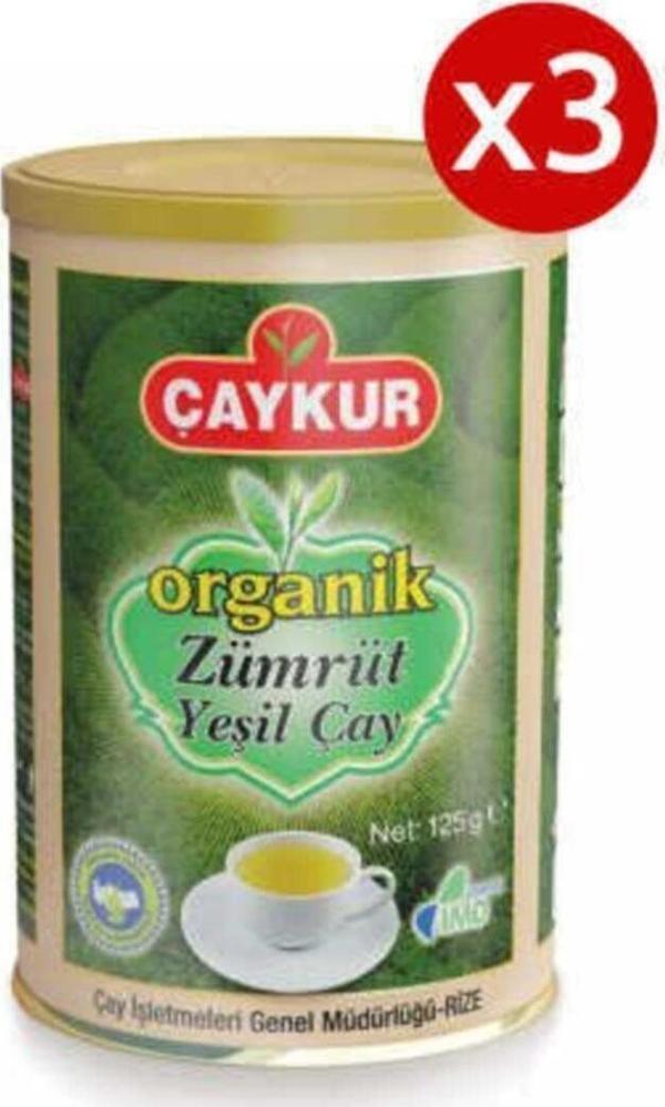 Çaykur 3 Adet Organik Zümrüt Yeşil Çay 125Gr - Image 1